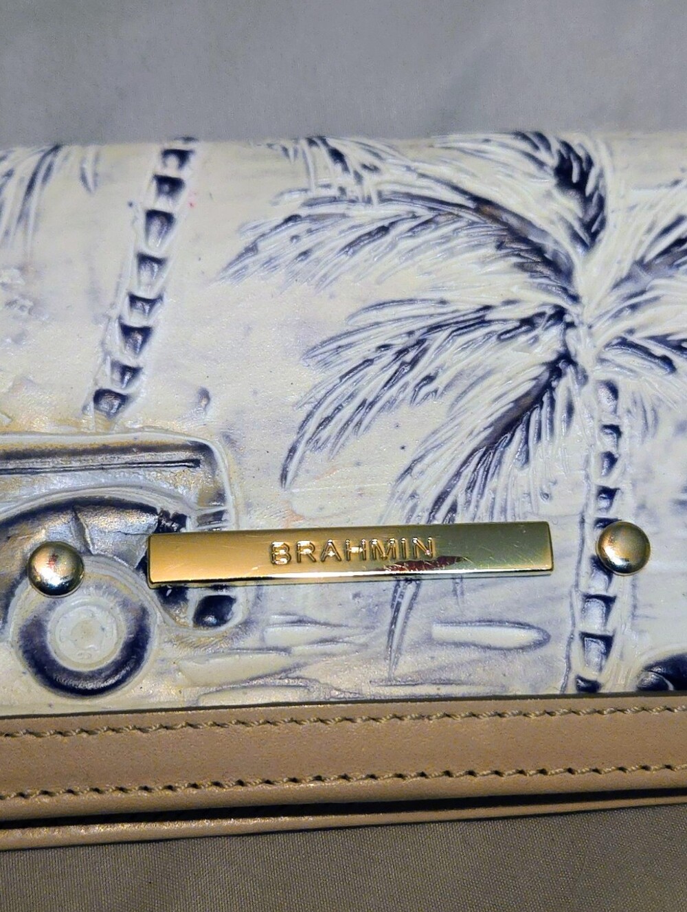 RARE Brahmin Ivory Copa Cabana Ady Slim Wallet Leather Vintage